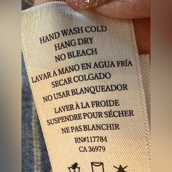 RAILS Sloane Linen Blue Azure Stripe Front Tie Top Shirt Size Large - Picture 6 of 9